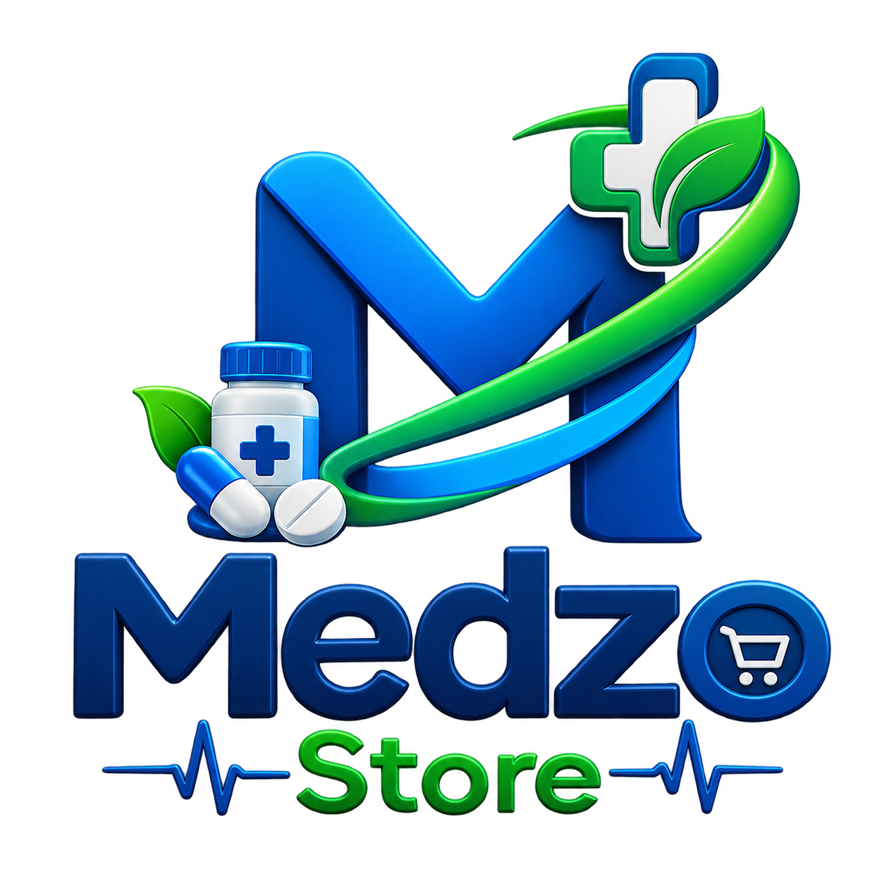 Medzo Store medical pharmacy logo for online medicines and healthcare products