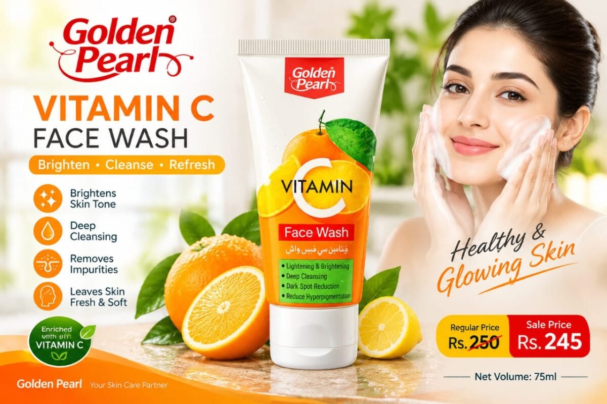 Golden Pearl Vitamin C Face Wash 75ml bottle for glowing skin